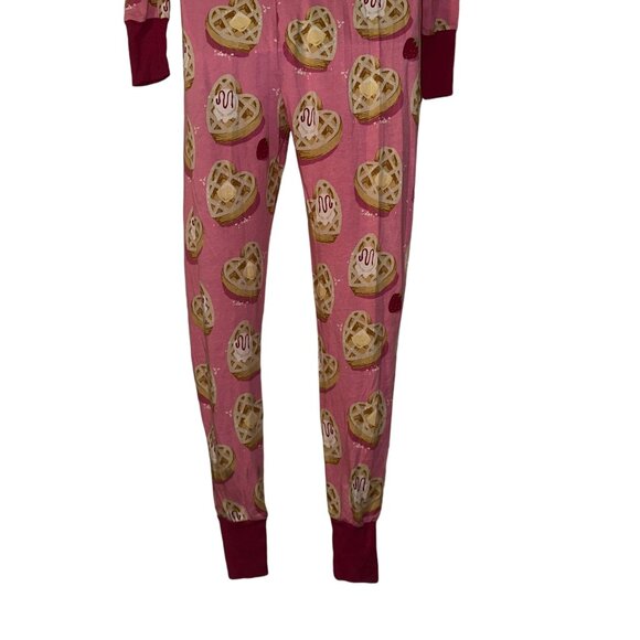 Munki Munki Womens Valentines Day Pajamas S Pink Heart Waffles PJs Unionsuit - Picture 8 of 10